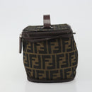 FENDI Zucca Canvas Vanity Hand Bag Black Brown Auth 191374-4