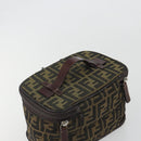 FENDI Zucca Canvas Vanity Hand Bag Black Brown Auth 191374-6