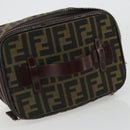 FENDI Zucca Canvas Vanity Hand Bag Black Brown Auth 191374-7