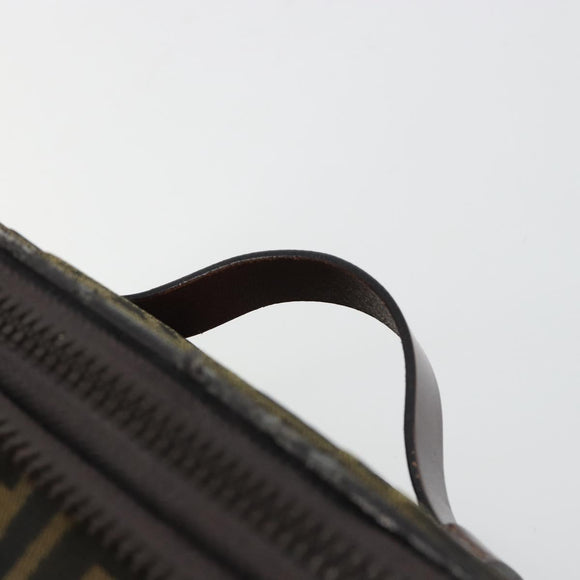 FENDI Zucca Canvas Vanity Hand Bag Black Brown Auth 191374