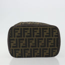 FENDI Zucca Canvas Vanity Hand Bag Black Brown Auth 191374-5