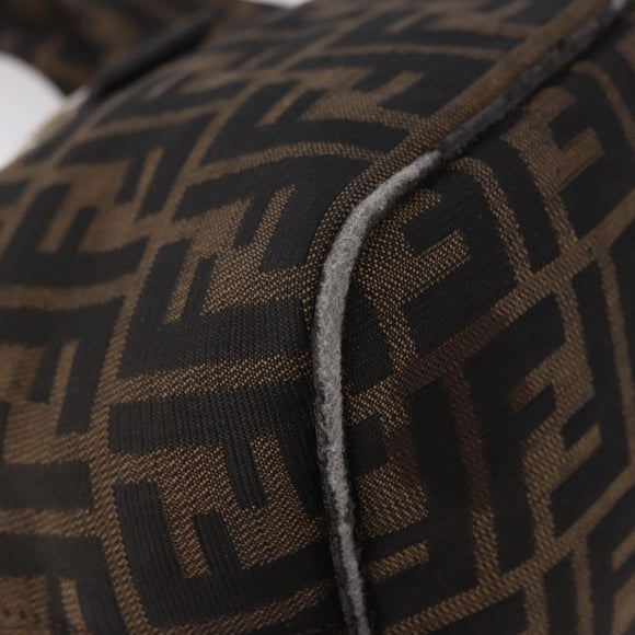 FENDI Zucca Canvas Mamma Baguette Shoulder Bag Brown Black Auth 191375