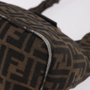 FENDI Zucca Canvas Mamma Baguette Shoulder Bag Brown Black Auth 191375-14