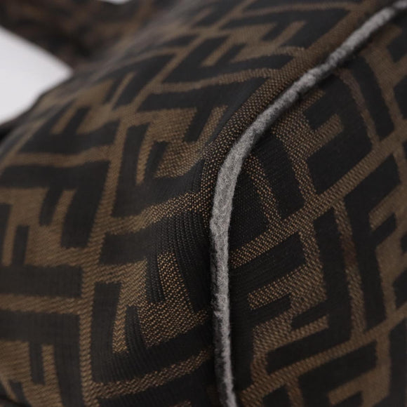 FENDI Zucca Canvas Mamma Baguette Shoulder Bag Brown Black Auth 191375