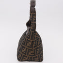 FENDI Zucca Canvas Mamma Baguette Shoulder Bag Brown Black Auth 191375-4