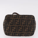 FENDI Zucca Canvas Mamma Baguette Shoulder Bag Brown Black Auth 191375-5