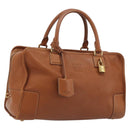 LOEWE Amazona 36 Hand Bag Leather Brown Gold Auth 191377V-1