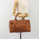 LOEWE Amazona 36 Hand Bag Leather Brown Gold Auth 191377V-29
