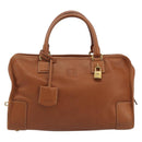 LOEWE Amazona 36 Hand Bag Leather Brown Gold Auth 191377V-13