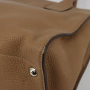 PRADA Hand Bag Vittero Dino Leather Beige Silver Auth 191378V-17