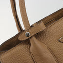 PRADA Hand Bag Vittero Dino Leather Beige Silver Auth 191378V-19