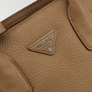PRADA Hand Bag Vittero Dino Leather Beige Silver Auth 191378V-20