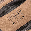 PRADA Hand Bag Vittero Dino Leather Beige Silver Auth 191378V-21