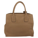 PRADA Hand Bag Vittero Dino Leather Beige Silver Auth 191378V-2
