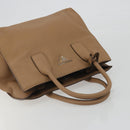 PRADA Hand Bag Vittero Dino Leather Beige Silver Auth 191378V-6