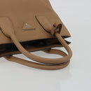 PRADA Hand Bag Vittero Dino Leather Beige Silver Auth 191378V-7