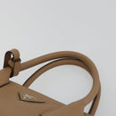 PRADA Hand Bag Vittero Dino Leather Beige Silver Auth 191378V-14