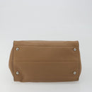 PRADA Hand Bag Vittero Dino Leather Beige Silver Auth 191378V-5