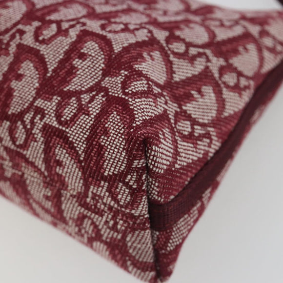 Christian Dior Trotter Canvas Accessory Pouch Red Silver Auth 191379SAV