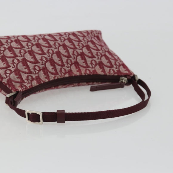 Christian Dior Trotter Canvas Accessory Pouch Red Silver Auth 191379SAV