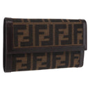 FENDI Zucca Canvas Wallet Black Brown Auth 191381V-1