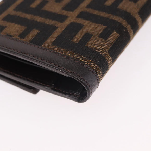 FENDI Zucca Canvas Wallet Black Brown Auth 191381V