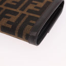 FENDI Zucca Canvas Wallet Black Brown Auth 191381V-16