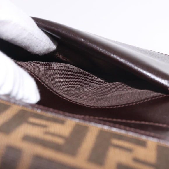 FENDI Zucca Canvas Wallet Black Brown Auth 191381V