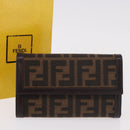 FENDI Zucca Canvas Wallet Black Brown Auth 191381V-12