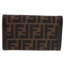 FENDI Zucca Canvas Wallet Black Brown Auth 191381V-2