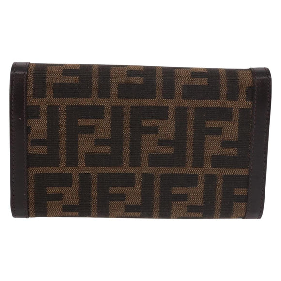FENDI Zucca Canvas Wallet Black Brown Auth 191381V
