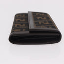 FENDI Zucca Canvas Wallet Black Brown Auth 191381V-3
