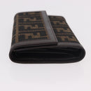 FENDI Zucca Canvas Wallet Black Brown Auth 191381V-4