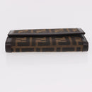 FENDI Zucca Canvas Wallet Black Brown Auth 191381V-6