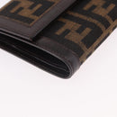 FENDI Zucca Canvas Wallet Black Brown Auth 191381V-7