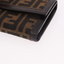 FENDI Zucca Canvas Wallet Black Brown Auth 191381V-14