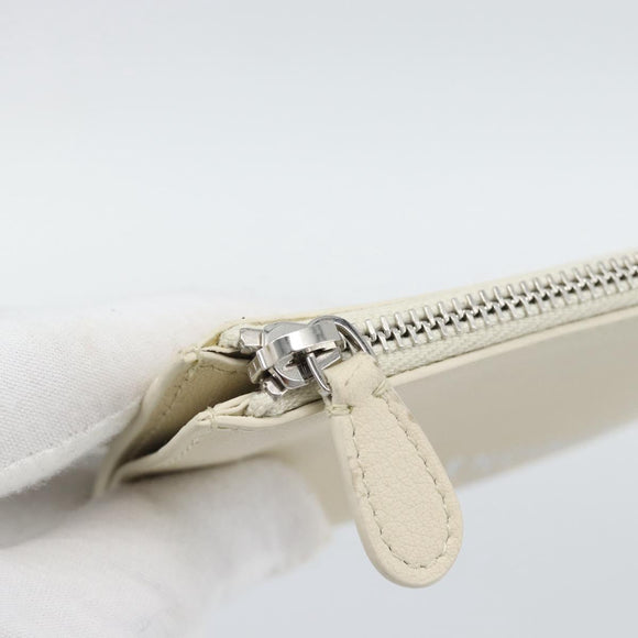BALENCIAGA Fragment Case Leather Ivory Silver 810902 Auth 191382V
