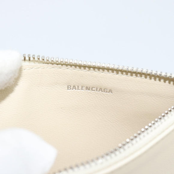 BALENCIAGA Fragment Case Leather Ivory Silver 810902 Auth 191382V