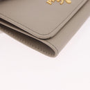 PRADA Compact Wallet Safiano Leather Gray Gold Auth 191383V-7