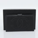 CHANEL COCO Mark Long Wallet Caviar Skin Black Gold CC Auth 191387V-12