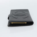 CHANEL COCO Mark Long Wallet Caviar Skin Black Gold CC Auth 191387V-3