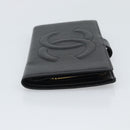 CHANEL COCO Mark Long Wallet Caviar Skin Black Gold CC Auth 191387V-4