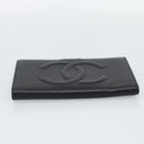 CHANEL COCO Mark Long Wallet Caviar Skin Black Gold CC Auth 191387V-6