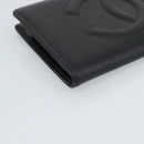 CHANEL COCO Mark Long Wallet Caviar Skin Black Gold CC Auth 191387V-14