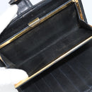 CHANEL COCO Mark Long Wallet Caviar Skin Black Gold CC Auth 191388-10