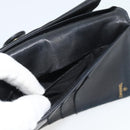 CHANEL COCO Mark Long Wallet Caviar Skin Black Gold CC Auth 191388-11