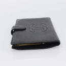 CHANEL COCO Mark Long Wallet Caviar Skin Black Gold CC Auth 191388-3