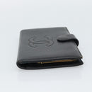 CHANEL COCO Mark Long Wallet Caviar Skin Black Gold CC Auth 191388-4