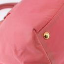 PRADA Ribbon Hand Bag Nylon Pink Gold Auth 191389A-16