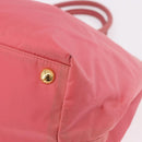 PRADA Ribbon Hand Bag Nylon Pink Gold Auth 191389A-17